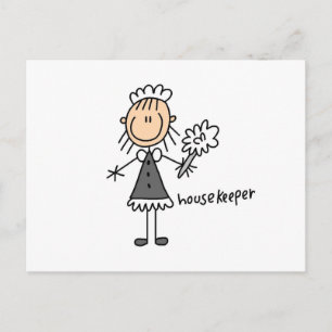 Housekeeper Stick Figure Postcard