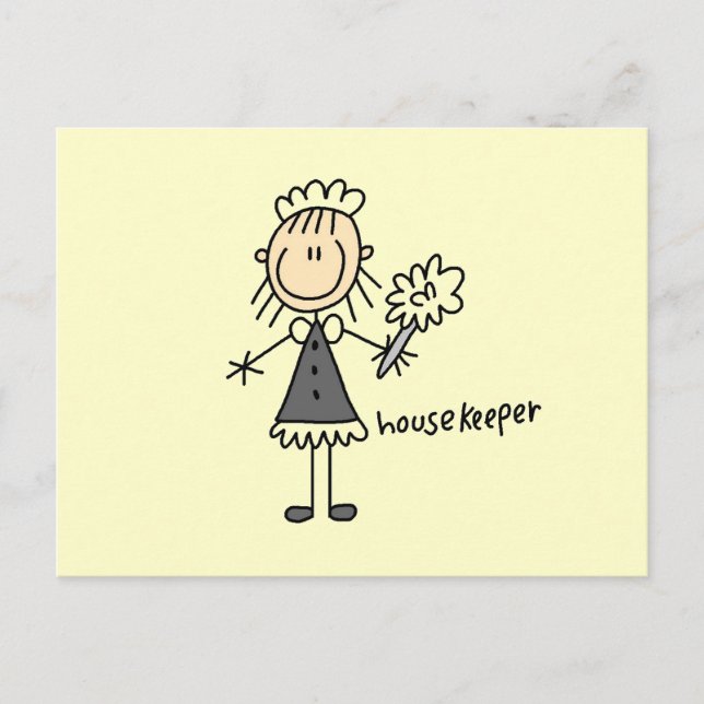 Housekeeper Stick Figure Postcard (Front)