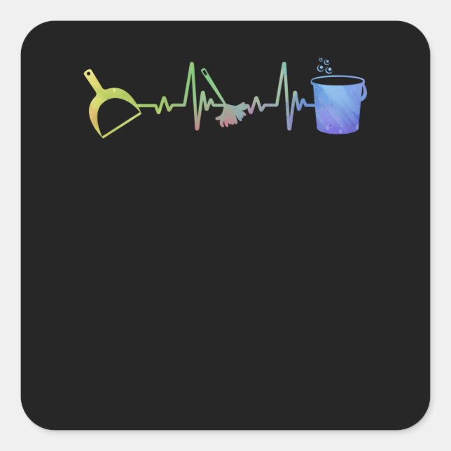 Housekeeping Heartbeat Cleaning Men Women Square Sticker (Front)
