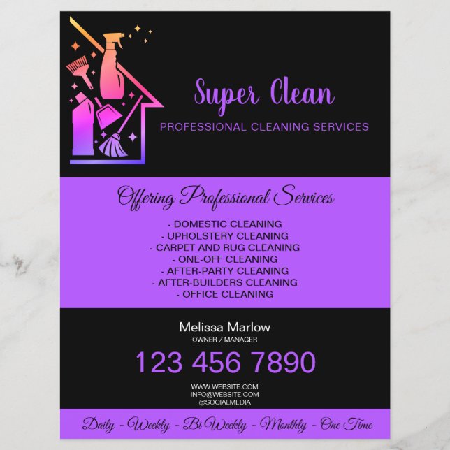 Housekeeping House Cleaning Maid Janitor Flyer (Front)