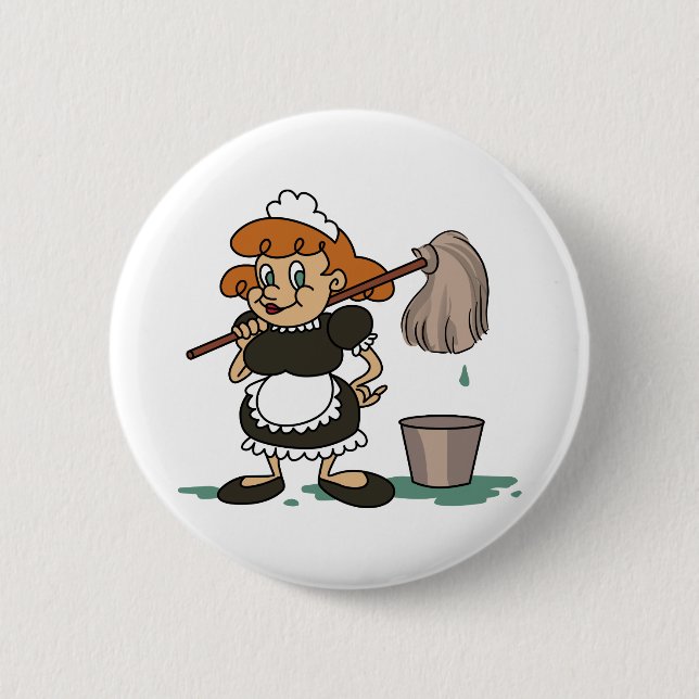 Housekeeping Maid 2 Inch Round Button (Front)