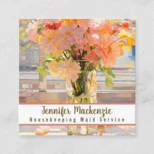 Housekeeping Maid Service Cleaning Clean Home Square Business Card