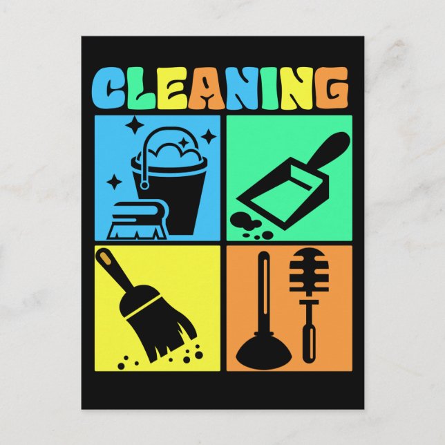 Housekeeping Retro Housekeeper Cleaning Postcard (Front)