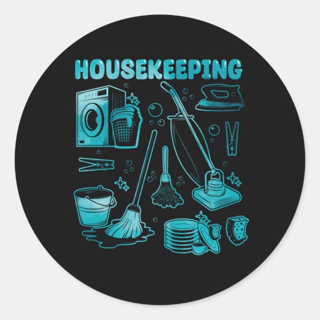 Housekeeping Squad Cleaner Cleaning Housekeeper Ro Classic Round Sticker (Front)