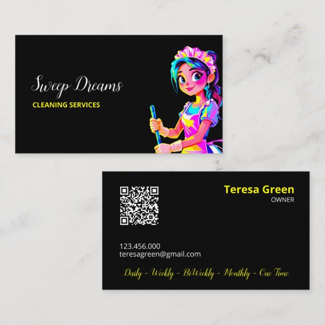 Housemaid Housekeeper QR  Business Card (Front/Back)