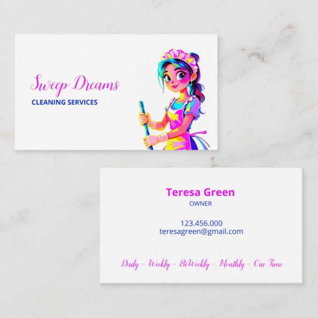 Housemaid Self-Employed Housekeeper Calling Card (Front/Back)