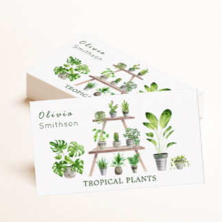 Houseplant and succulent botanical plant business card