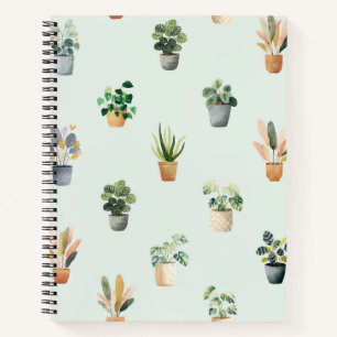 Houseplant Pattern Botanical Indoor Plant Design Notebook