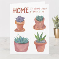 Houseplants Cactus Happy New Home Watercolor
