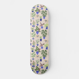 Houseplants Cactus Succulent Blush Pink Pattern Skateboard