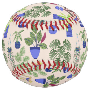 Houseplants Cactus Succulent Blush Pink Pattern Softball