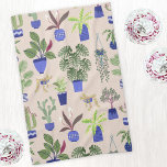 Houseplants Cactus Succulent Pattern Kitchen Towel<br><div class="desc">House plants,  succulents and cacti in fancy pots.  Perfect for your favourite indoor gardener.</div>