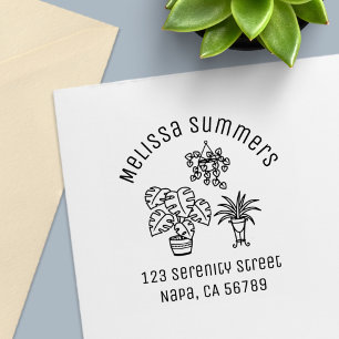 Houseplants Hobby Arch Address Self-inking Stamp