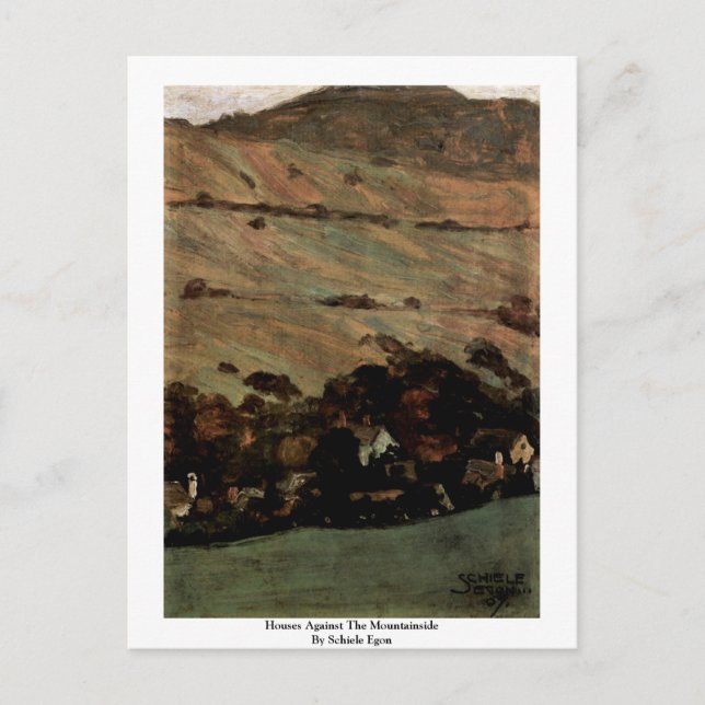 Houses Against The Mountainside By Schiele Egon Postcard (Front)