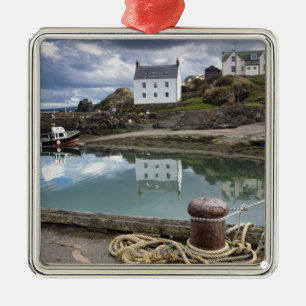 Houses And Boats Along The Water Metal Ornament