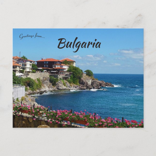 Houses and Flowers in Sozopol Bulgaria Postcard (Front)