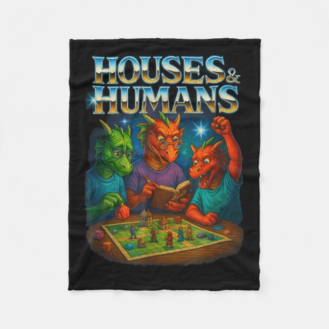 Houses And Humans Funny Gaming Rpg Gamers Men Wome Fleece Blanket (Front)