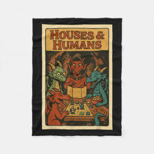 Houses And Humans Funny Rpg Gamer Nerd Gaming Men  Fleece Blanket