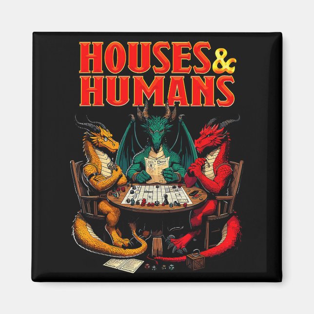 Houses And Humans Funny Tabletop Rpg Dice Game Par Magnet (Front)