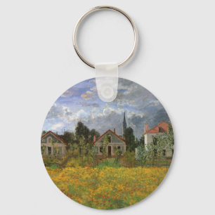 Houses at Argenteuil by Claude Monet, Vintage Art Keychain
