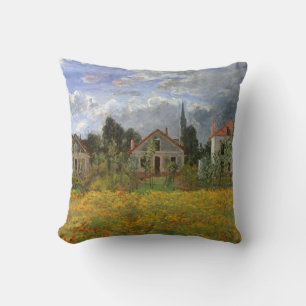 Houses at Argenteuil by Claude Monet, Vintage Art Throw Pillow