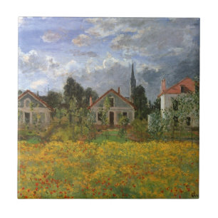 Houses at Argenteuil by Claude Monet, Vintage Art Tile