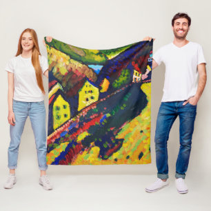 Houses at Murnau, Wassily Kandinsky Fleece Blanket