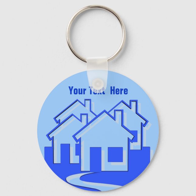 Houses Button Keychain (Front)