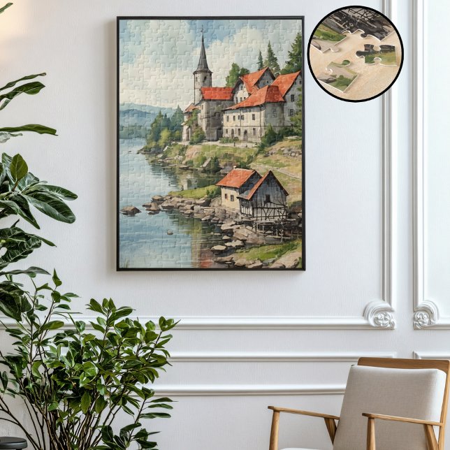 Houses by the river jigsaw puzzle (Creator Uploaded)
