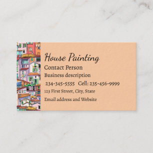 Houses City Town Urban Homes Fun Watercolor Busine Business Card