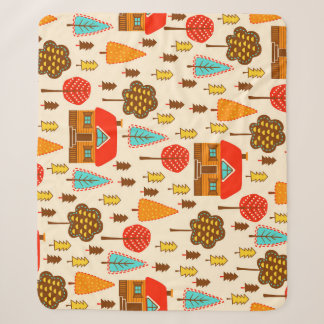 Houses Forest Vintage Seamless Pattern Sherpa Blanket