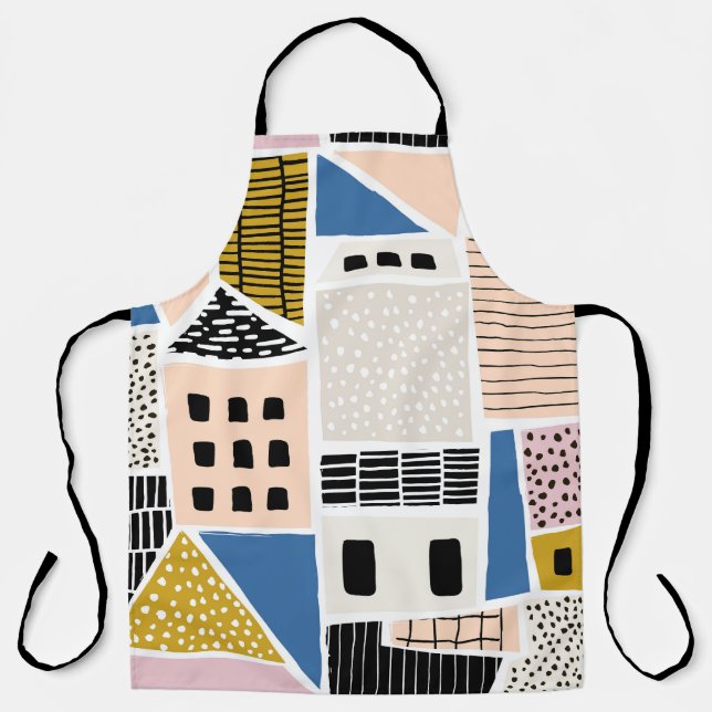 Houses Hand Drawn Seamless Abstract Apron (Front)