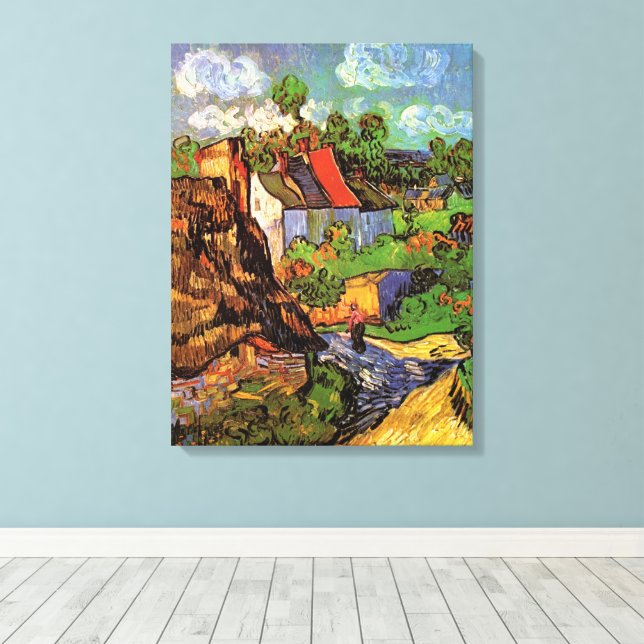 Houses in Auvers by Vincent van Gogh Canvas Print (Insitu(Wood Floor))