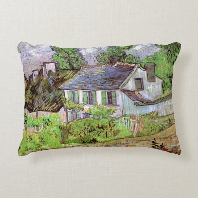 Houses in Auvers by Vincent van Gogh Decorative Pillow (Front)