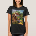 Houses in Auvers by Vincent van Gogh T-Shirt<br><div class="desc">Houses in Auvers by Vincent van Gogh is a vintage fine art post impressionism architectural painting featuring country cottages with thatched roofs and a road leading into the town of Auvers, France. About the artist: Vincent Willem van Gogh was a Post Impressionist painter whose work was most notable for its...</div>