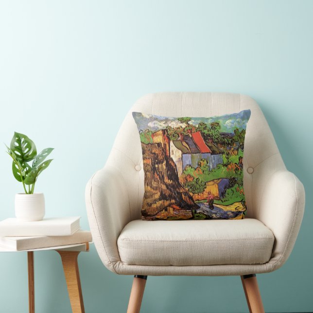 Houses in Auvers by Vincent van Gogh Throw Pillow (Chair)