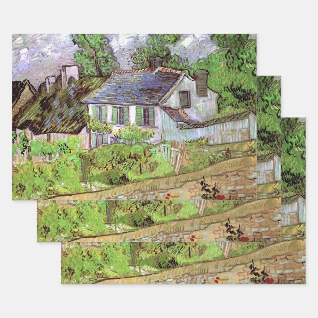 Houses in Auvers by Vincent van Gogh Wrapping Paper Sheet (Set)