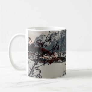 HOUSES NEAR MOUNTAIN AND LAKE COFFEE MUG