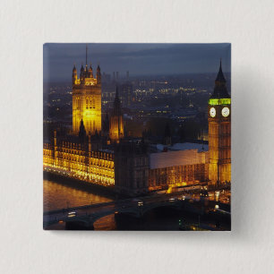 Houses of Parliament, Big Ben, Westminster 2 Inch Square Button