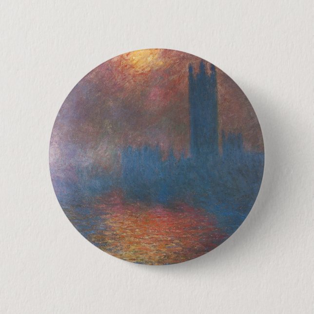 Houses of Parliament, London by Claude Monet 2 Inch Round Button (Front)
