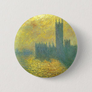 Houses of Parliament, Stormy Sky by Claude Monet 2 Inch Round Button