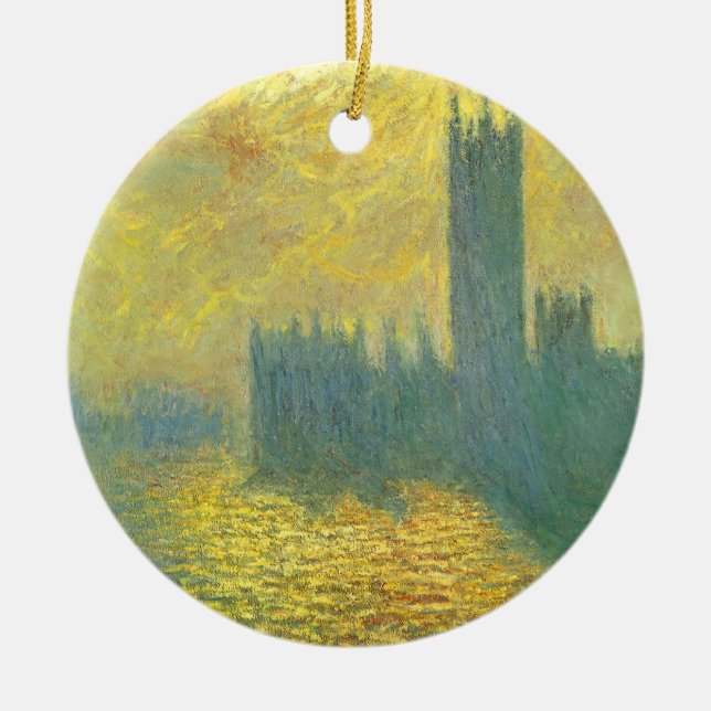 Houses of Parliament, Stormy Sky by Claude Monet Ceramic Ornament (Front)