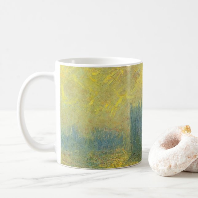 Houses of Parliament, Stormy Sky by Claude Monet Coffee Mug (With Donut)
