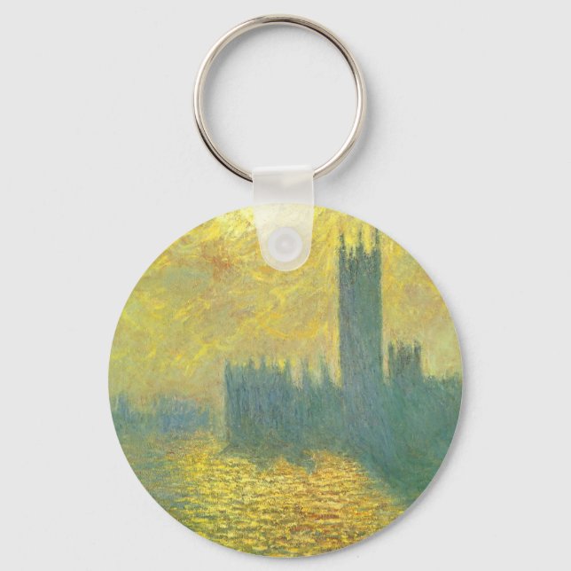 Houses of Parliament, Stormy Sky by Claude Monet Keychain (Front)