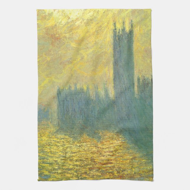 Houses of Parliament, Stormy Sky by Claude Monet Kitchen Towel (Vertical)