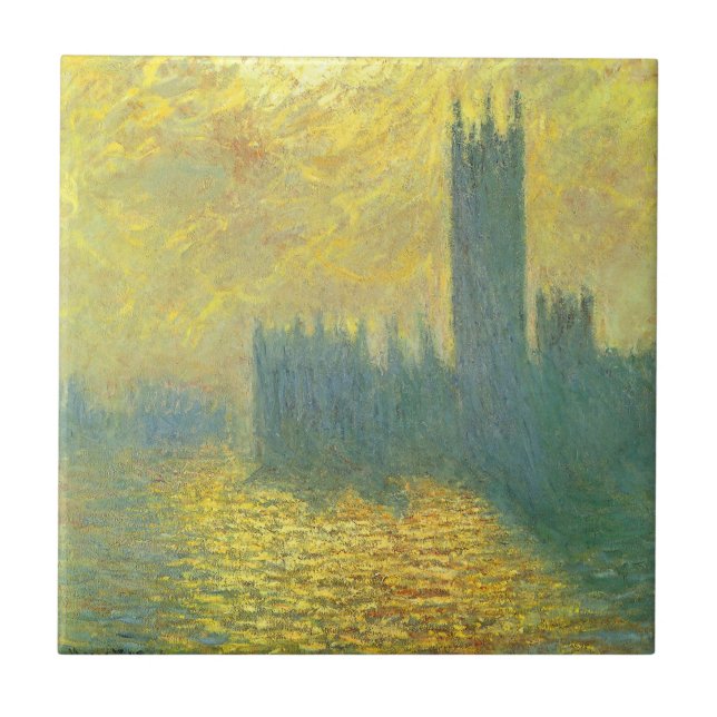 Houses of Parliament, Stormy Sky by Claude Monet Tile (Front)