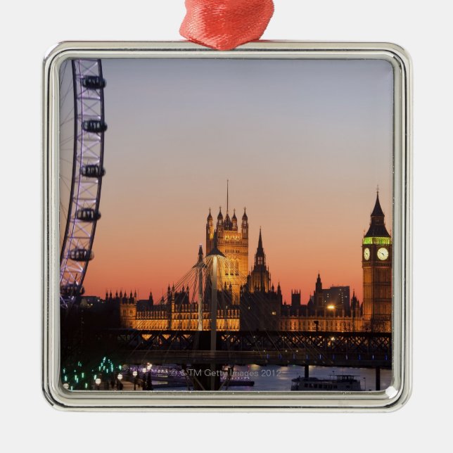 Houses of Parliament & the London Eye Metal Ornament (Front)