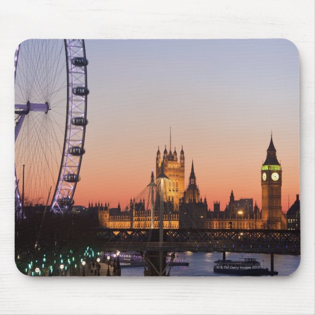 Houses of Parliament & the London Eye Mouse Pad (Front)