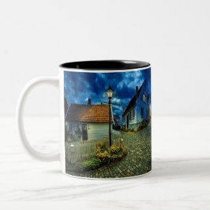 houses on stone roads Two-Tone coffee mug