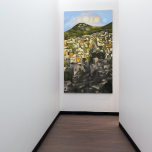 Houses On The Hillside - Abstract Art Fethiye Canvas Print